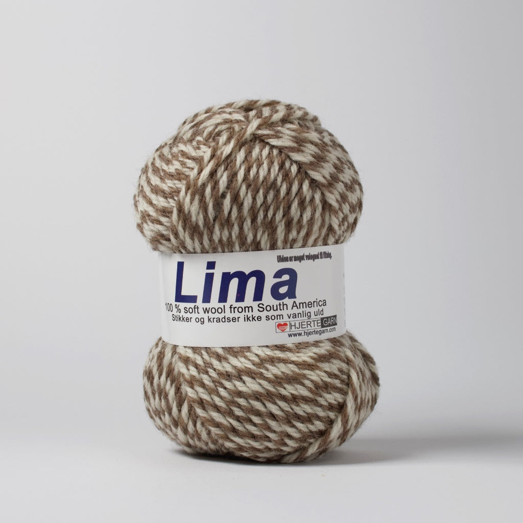 Hjertegarn // Lima // Hvid-brun (051)
