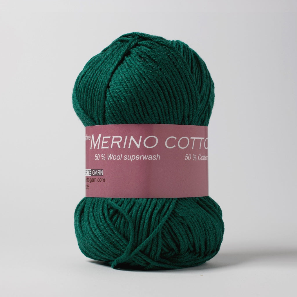 Hjertegarn // Merino Cotton Mørkegrøn – AURA STRIK